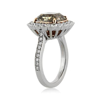 7.11ct Fancy Yellowish Brown Cushion Cut Diamond Engagement Ring