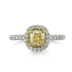 1.58ct Fancy Intense Yellow Cushion Cut Diamond Enagement Ring