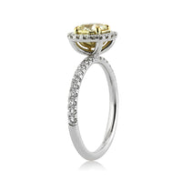 1.58ct Fancy Intense Yellow Cushion Cut Diamond Enagement Ring