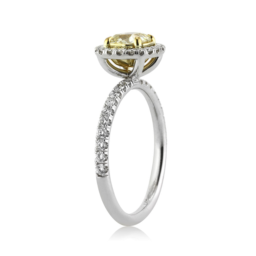 1.58ct Fancy Intense Yellow Cushion Cut Diamond Enagement Ring