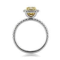 1.58ct Fancy Intense Yellow Cushion Cut Diamond Enagement Ring