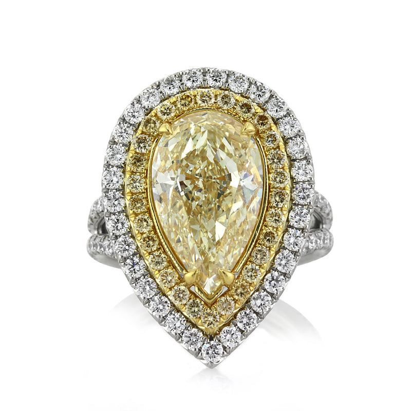 7.13ct Fancy Yellow Pear Shaped Diamond Engagement Ring