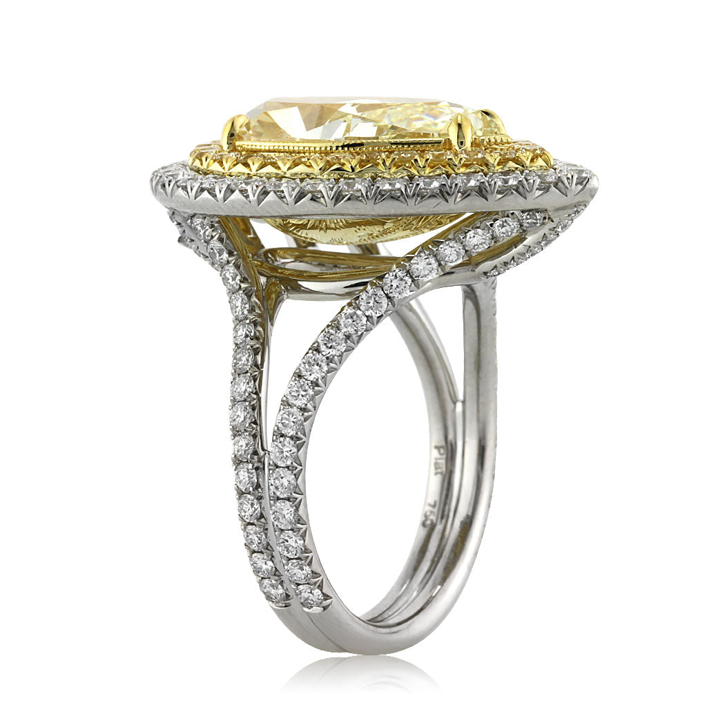 7.13ct Fancy Yellow Pear Shaped Diamond Engagement Ring