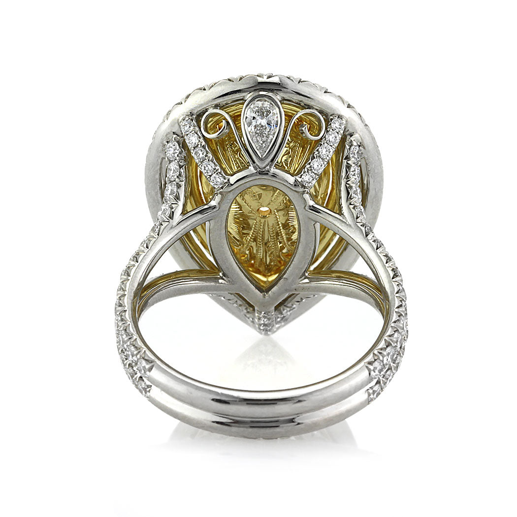 7.13ct Fancy Yellow Pear Shaped Diamond Engagement Ring