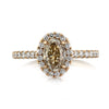 1.62ct Fancy Light Yellowish Brown Oval Cut Diamond Engagement Ring