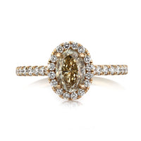 1.62ct Fancy Light Yellowish Brown Oval Cut Diamond Engagement Ring