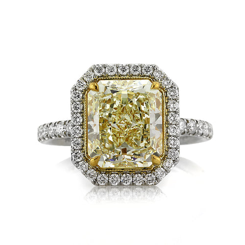 4.62ct Fancy Light Yellow Radiant Cut Diamond Engagement Ring