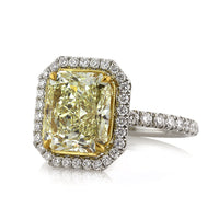 4.62ct Fancy Light Yellow Radiant Cut Diamond Engagement Ring