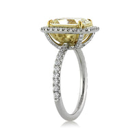 4.62ct Fancy Light Yellow Radiant Cut Diamond Engagement Ring