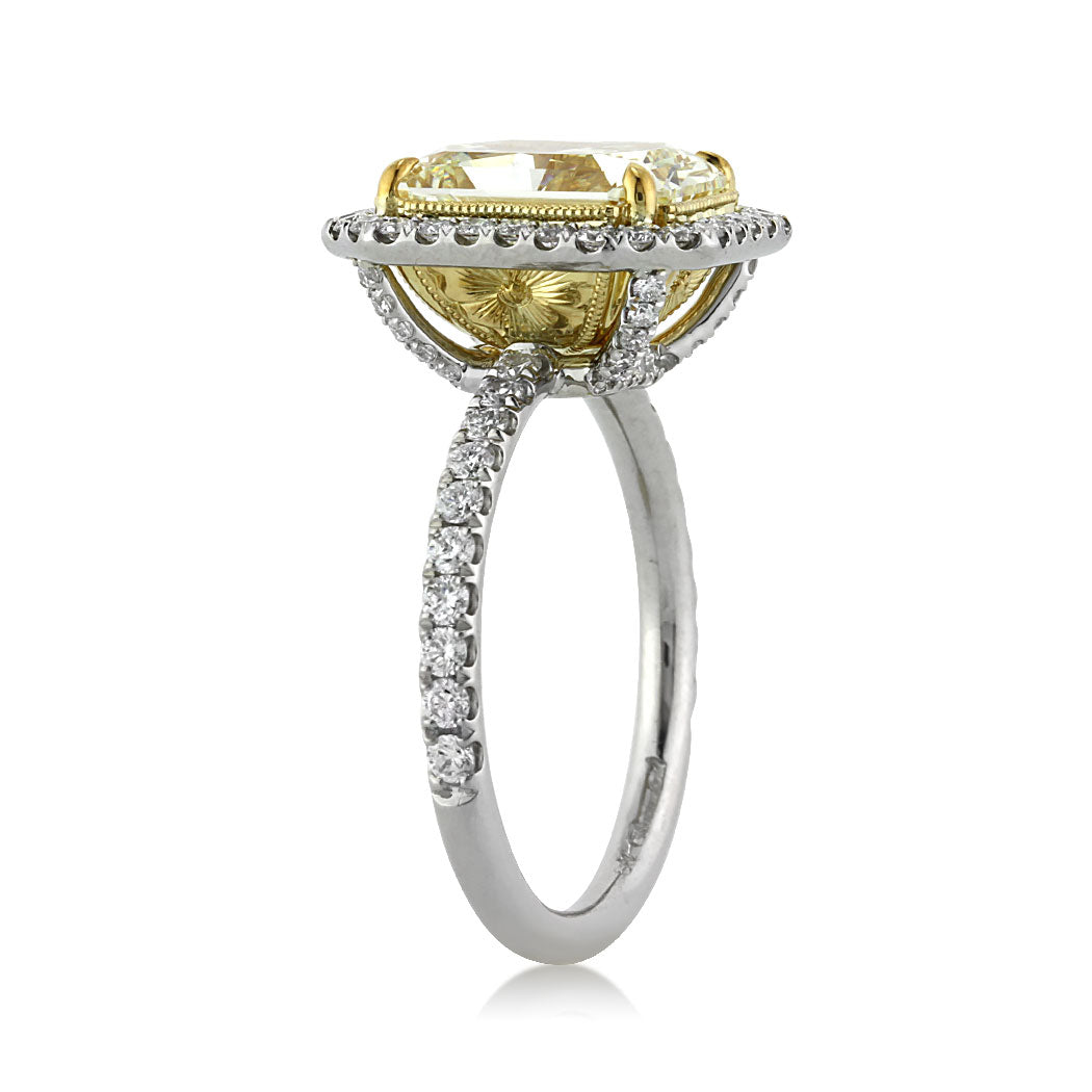 4.62ct Fancy Light Yellow Radiant Cut Diamond Engagement Ring