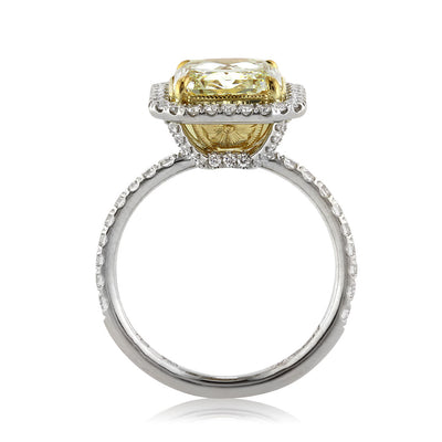 4.62ct Fancy Light Yellow Radiant Cut Diamond Engagement Ring