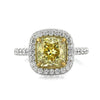 4.16ct Fancy Yellow Cushion Cut Diamond Engagement Ring