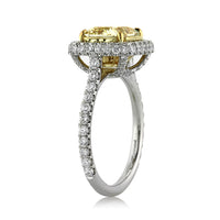 4.16ct Fancy Yellow Cushion Cut Diamond Engagement Ring