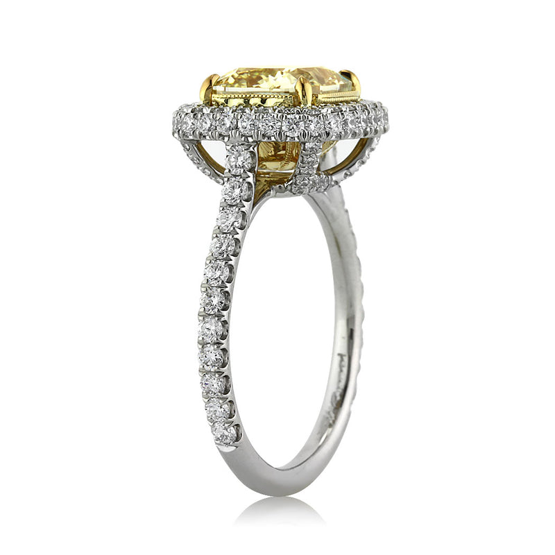 4.16ct Fancy Yellow Cushion Cut Diamond Engagement Ring