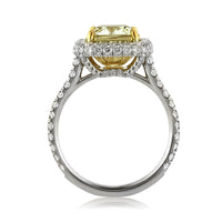 4.16ct Fancy Yellow Cushion Cut Diamond Engagement Ring