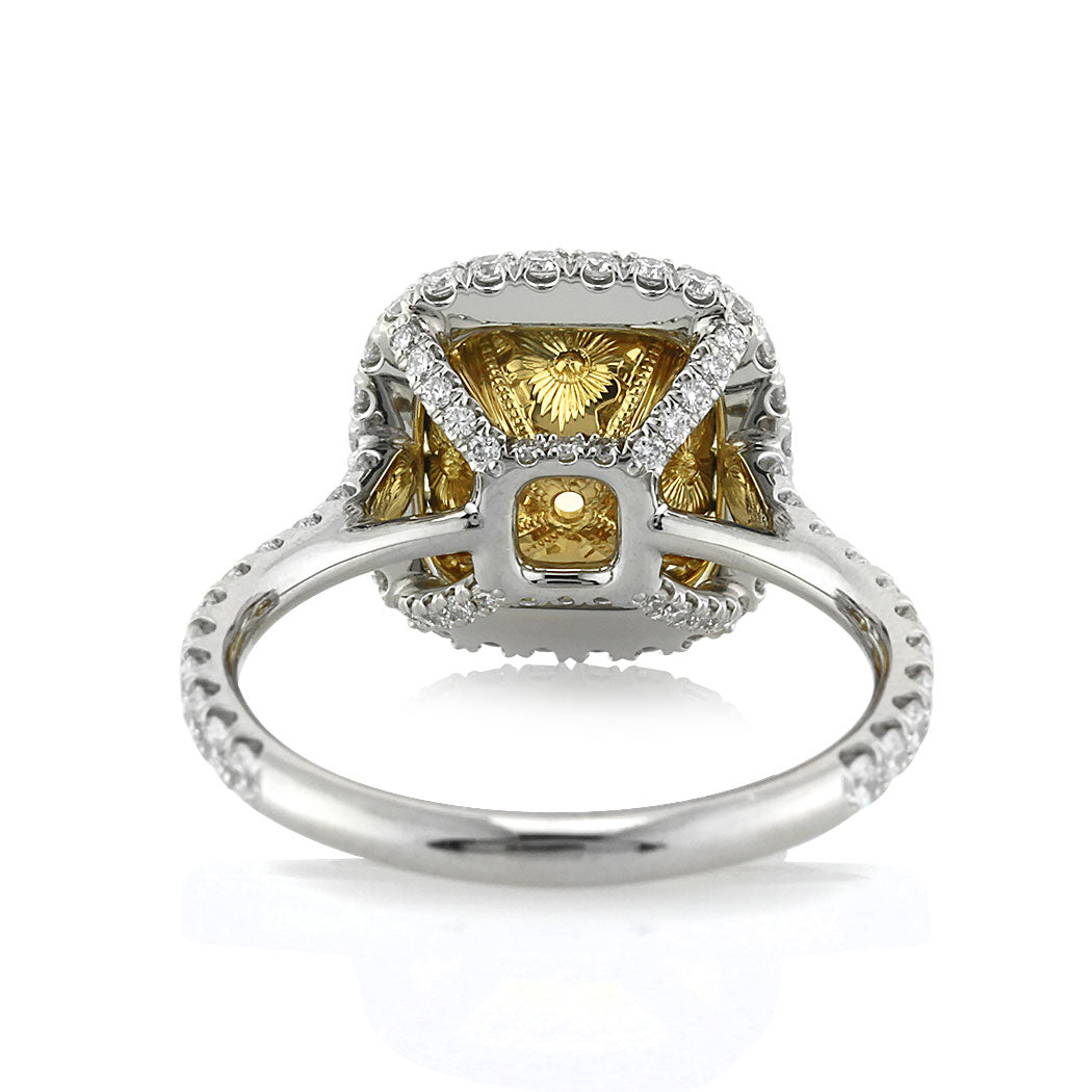4.16ct Fancy Yellow Cushion Cut Diamond Engagement Ring