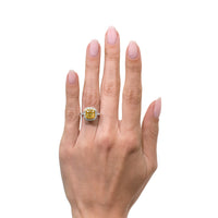 4.16ct Fancy Yellow Cushion Cut Diamond Engagement Ring
