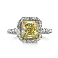 2.76ct Fancy Intense Yellow Radiant Cut Diamond Engagement Ring