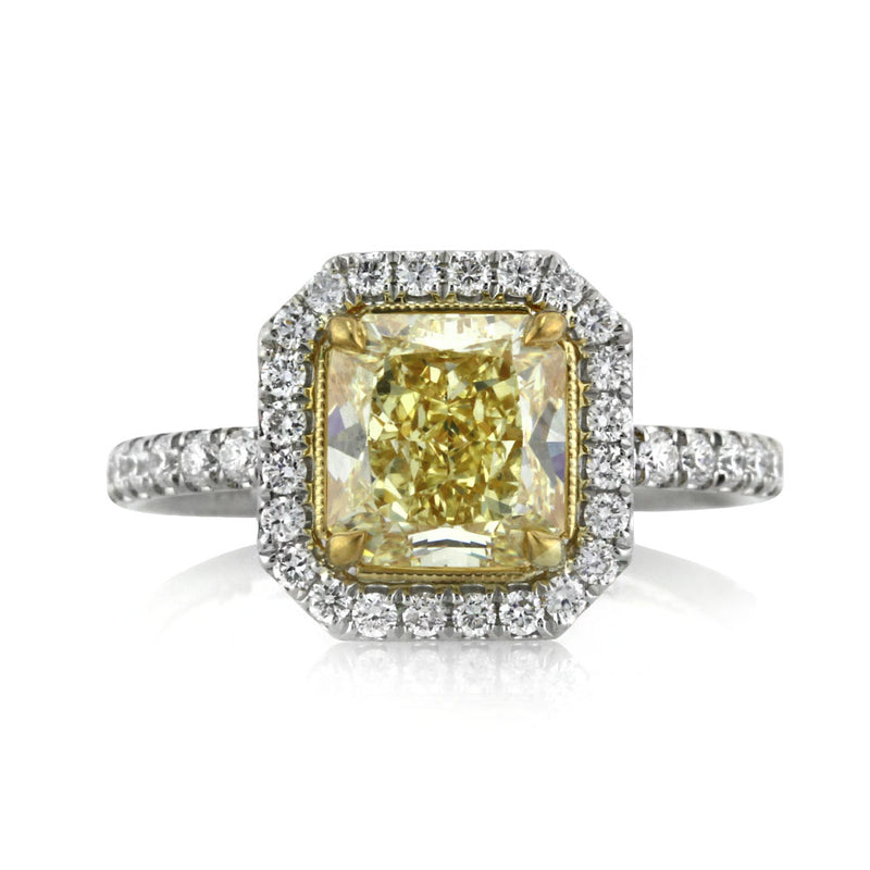 2.76ct Fancy Intense Yellow Radiant Cut Diamond Engagement Ring
