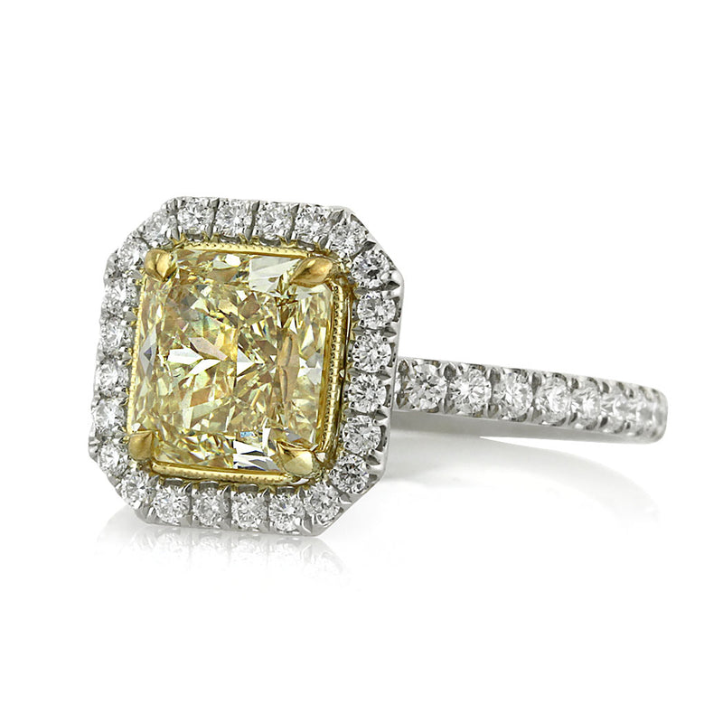2.76ct Fancy Intense Yellow Radiant Cut Diamond Engagement Ring
