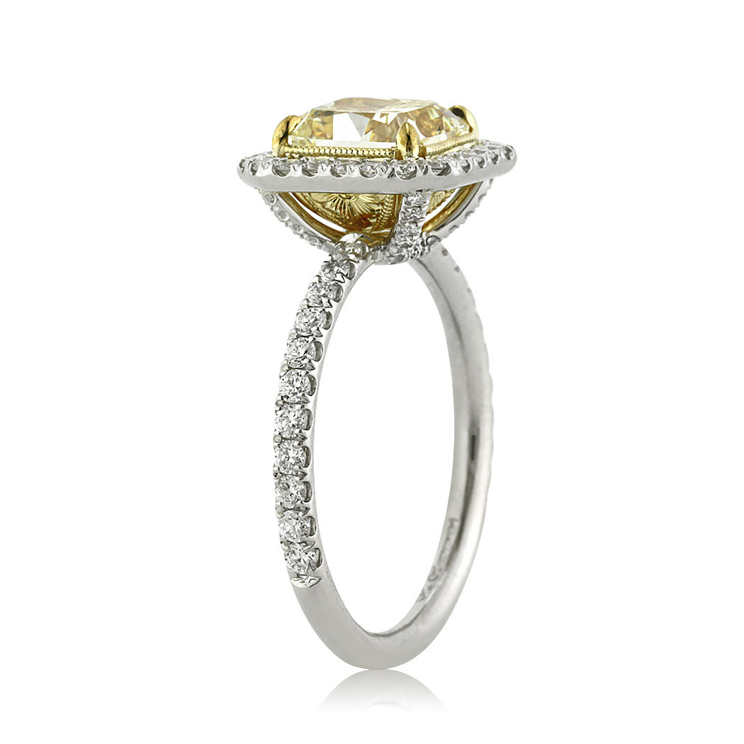 2.76ct Fancy Intense Yellow Radiant Cut Diamond Engagement Ring
