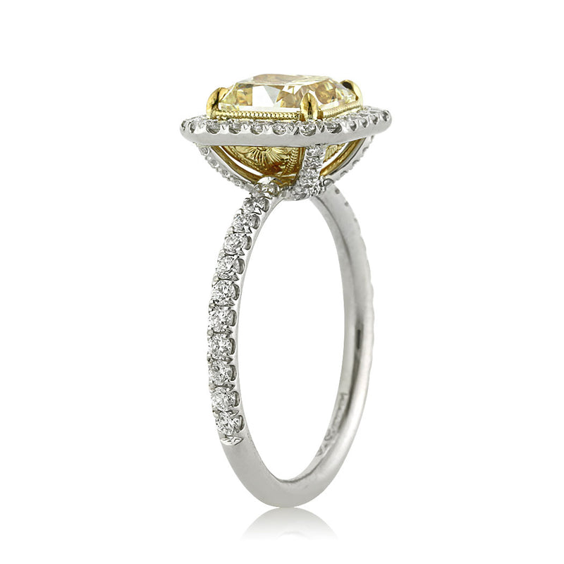 2.76ct Fancy Intense Yellow Radiant Cut Diamond Engagement Ring