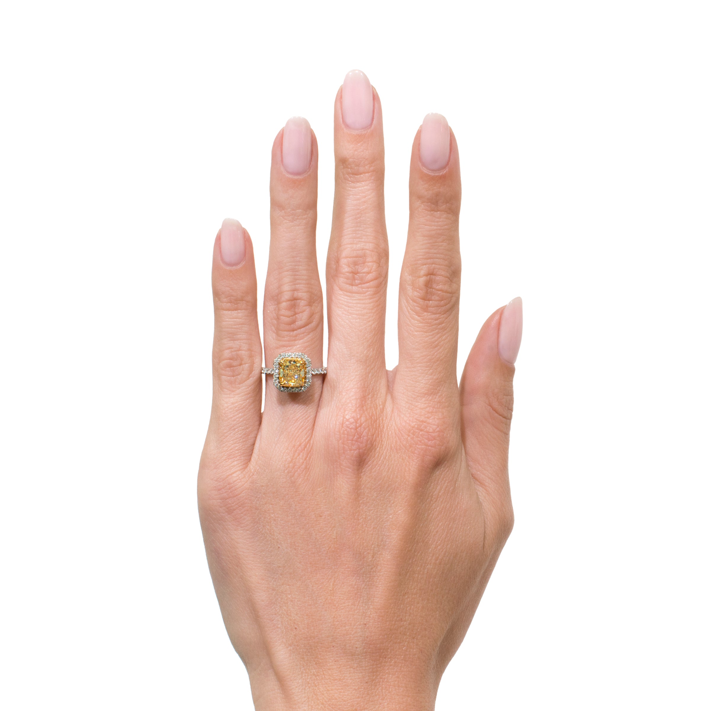 2.76ct Fancy Intense Yellow Radiant Cut Diamond Engagement Ring