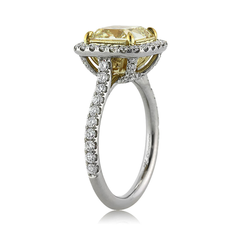 4.20ct Fancy Yellow Cushion Cut Diamond Engagement Ring