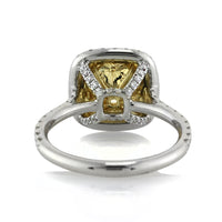 4.20ct Fancy Yellow Cushion Cut Diamond Engagement Ring
