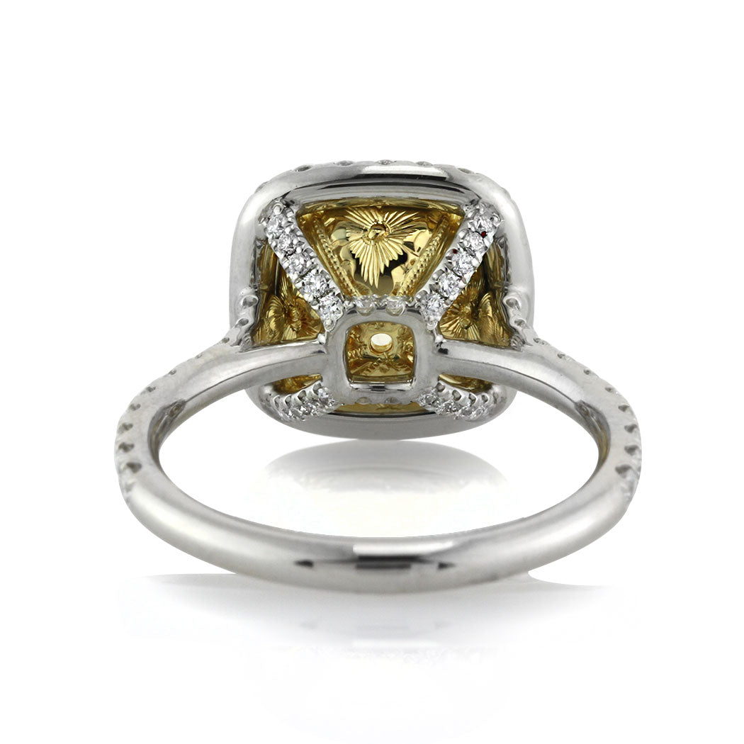 4.20ct Fancy Yellow Cushion Cut Diamond Engagement Ring