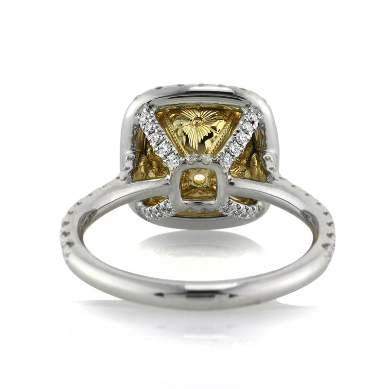 4.20ct Fancy Yellow Cushion Cut Diamond Engagement Ring