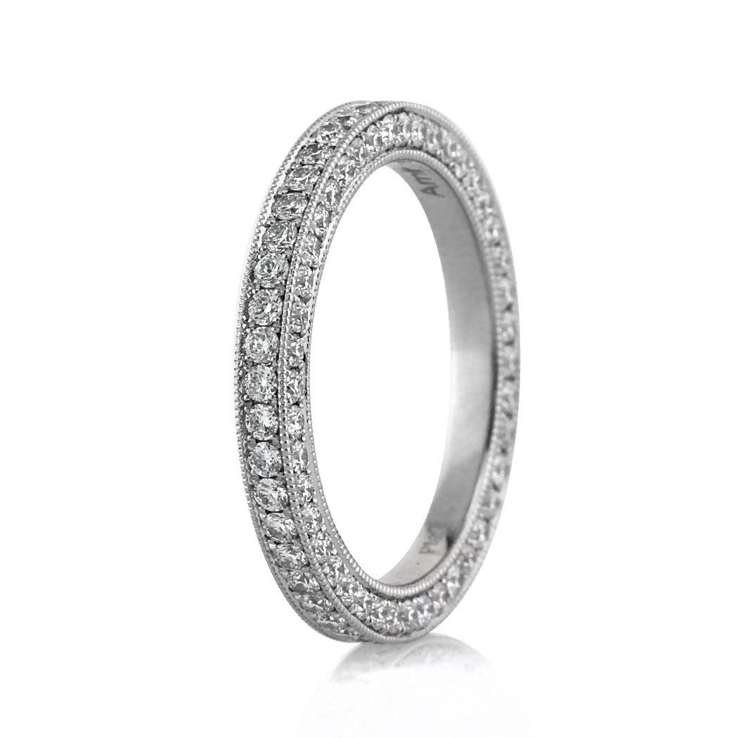 1.35ct Round Brilliant Cut Diamond Three-Sided Pavé Eternity Band in Platinum