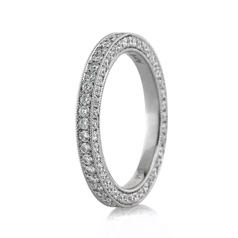 1.35ct Round Brilliant Cut Diamond Three-Sided Pavé Eternity Band in 18k White Gold
