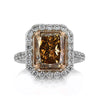 5.51ct Fancy Brownish Yellow Radiant Cut Diamond Engagement Ring
