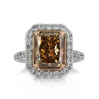 5.51ct Fancy Brownish Yellow Radiant Cut Diamond Engagement Ring