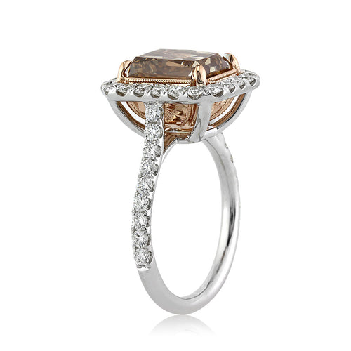 5.51ct Fancy Brownish Yellow Radiant Cut Diamond Engagement Ring