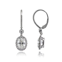 3.25ct Oval Cut Diamond Dangle Earrings in 18k White Gold