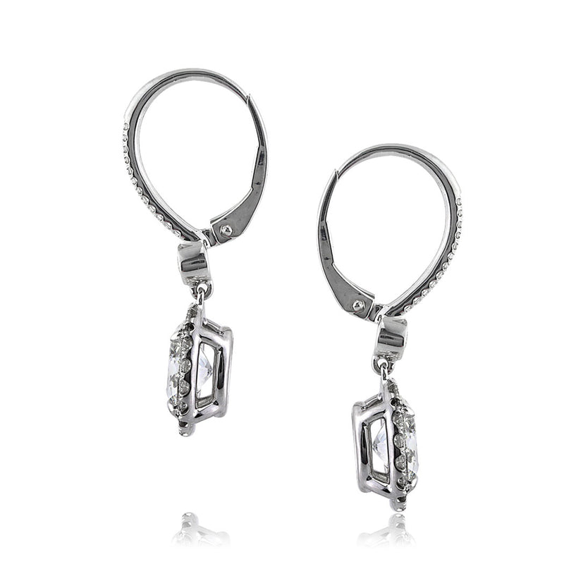 3.25ct Oval Cut Diamond Dangle Earrings in 18k White Gold