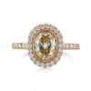 1.73ct Fancy Light Yellow Brown Oval Cut Diamond Engagement Ring