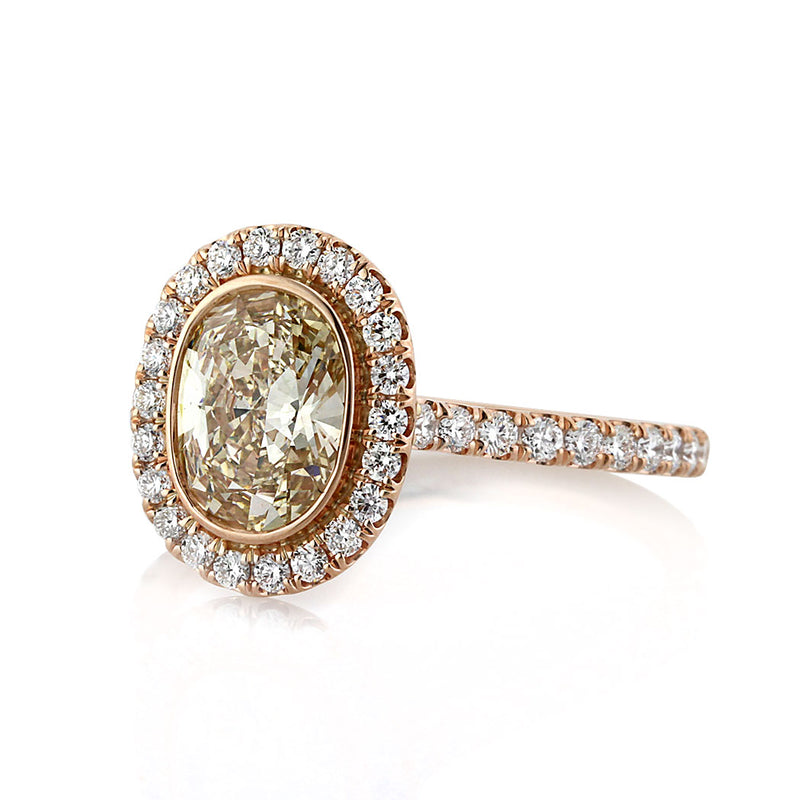 1.73ct Fancy Light Yellow Brown Oval Cut Diamond Engagement Ring