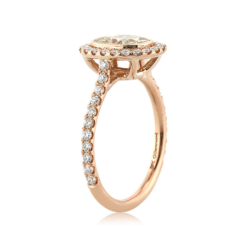 1.73ct Fancy Light Yellow Brown Oval Cut Diamond Engagement Ring