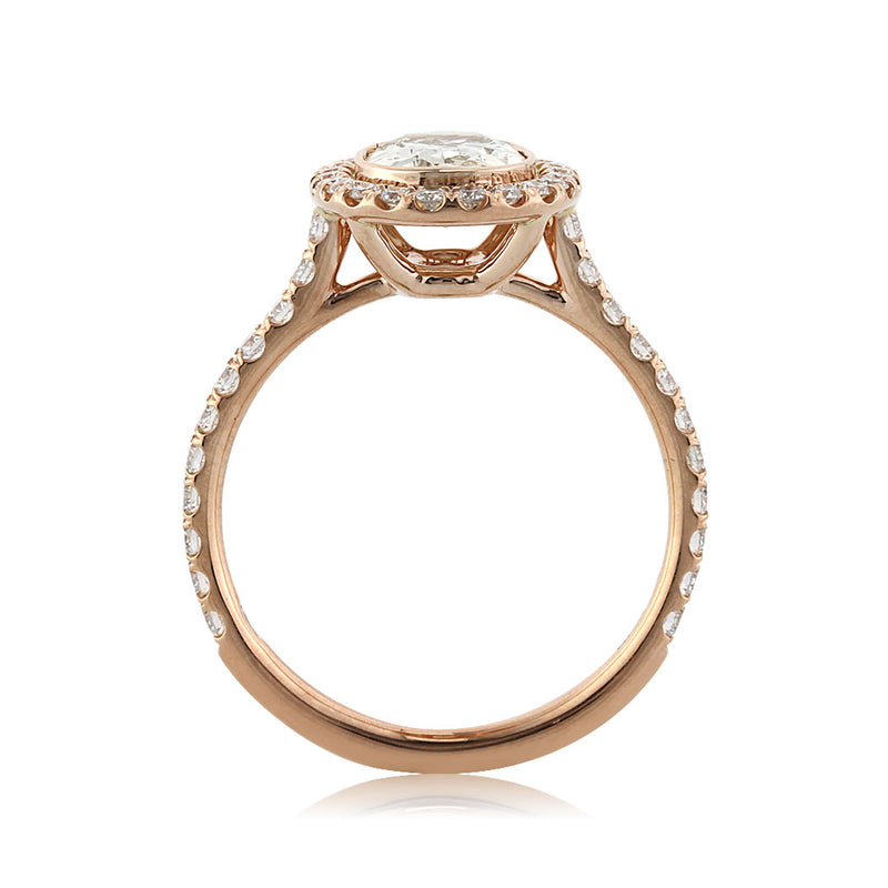 1.73ct Fancy Light Yellow Brown Oval Cut Diamond Engagement Ring