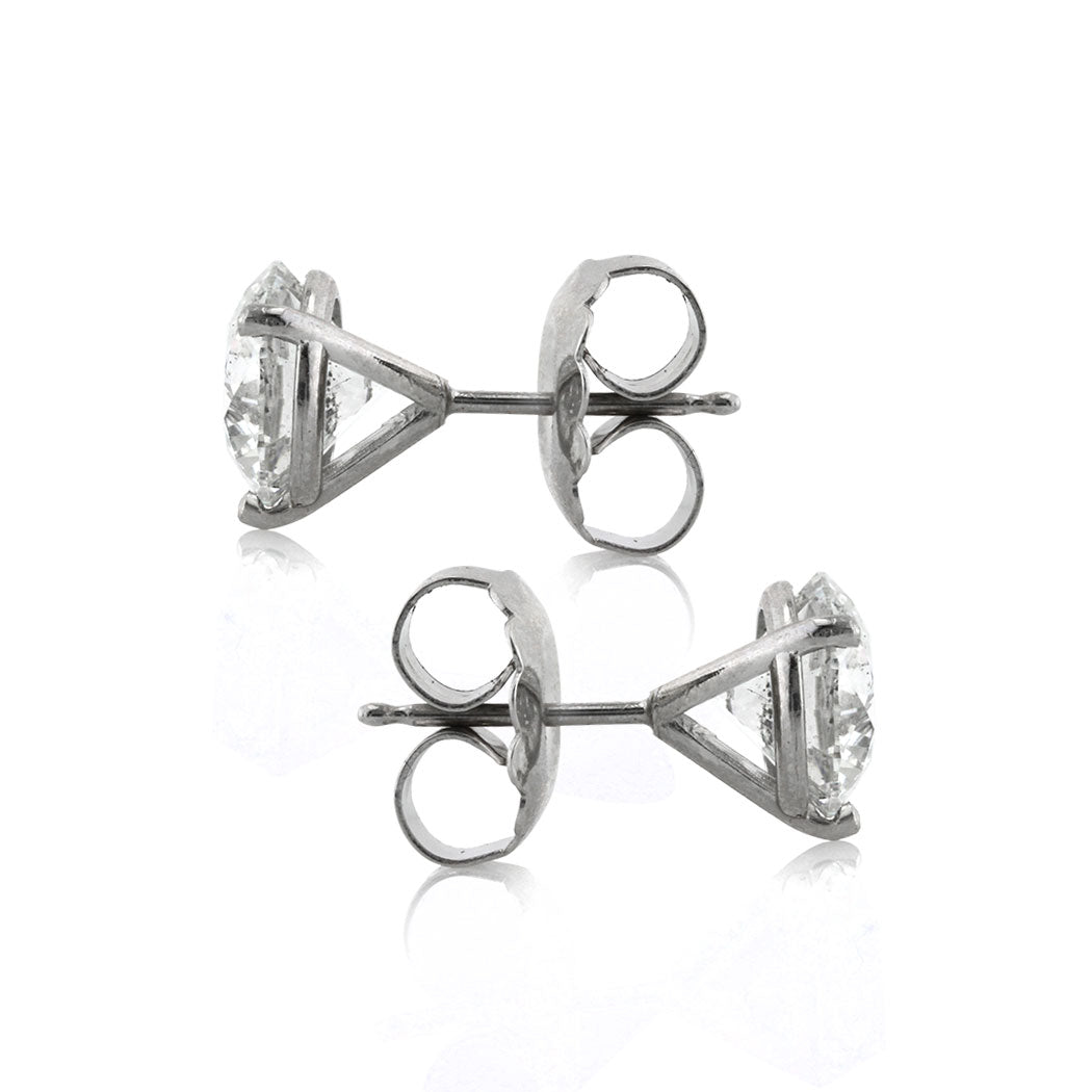 3.80ct Round Brilliant Cut Diamond Martini Studs in 14k White Gold