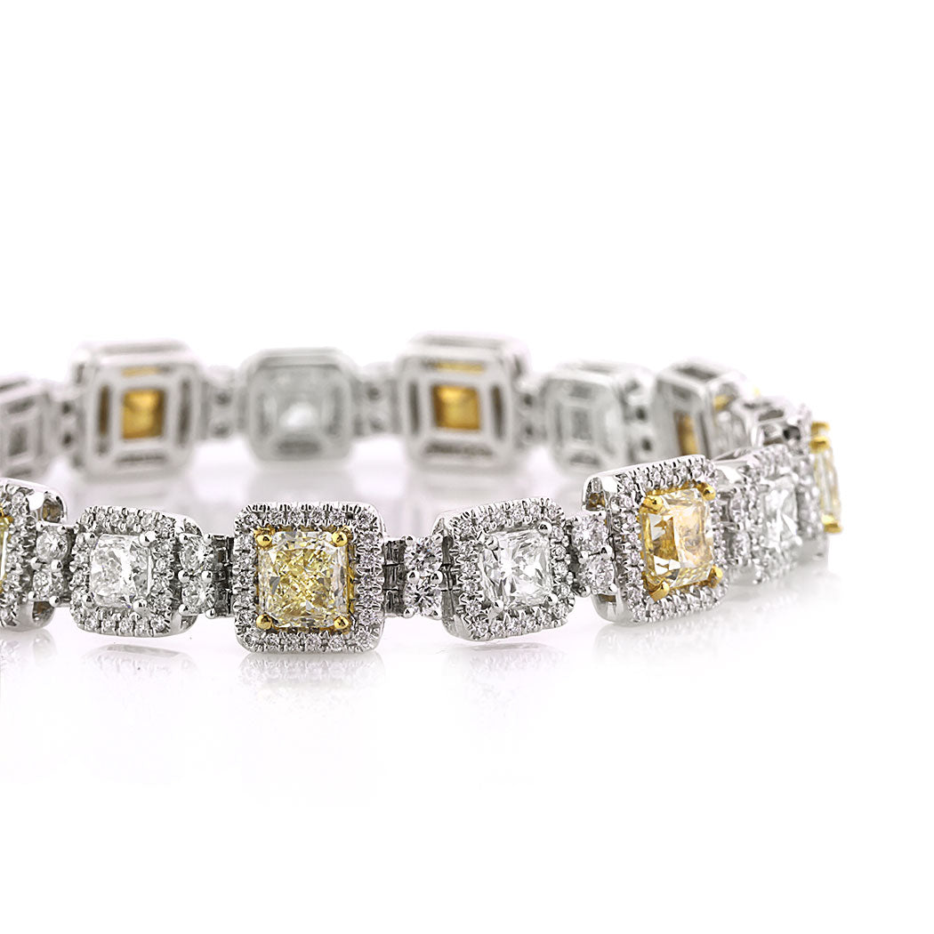 16.27ct Fancy Yellow Radiant Cut Diamond Link Bracelet