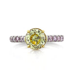 2.90ct Fancy Intense Yellow Old European Round Diamond Engagement Ring