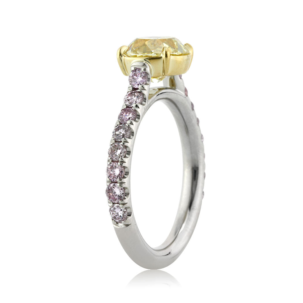 2.90ct Fancy Intense Yellow Old European Round Diamond Engagement Ring