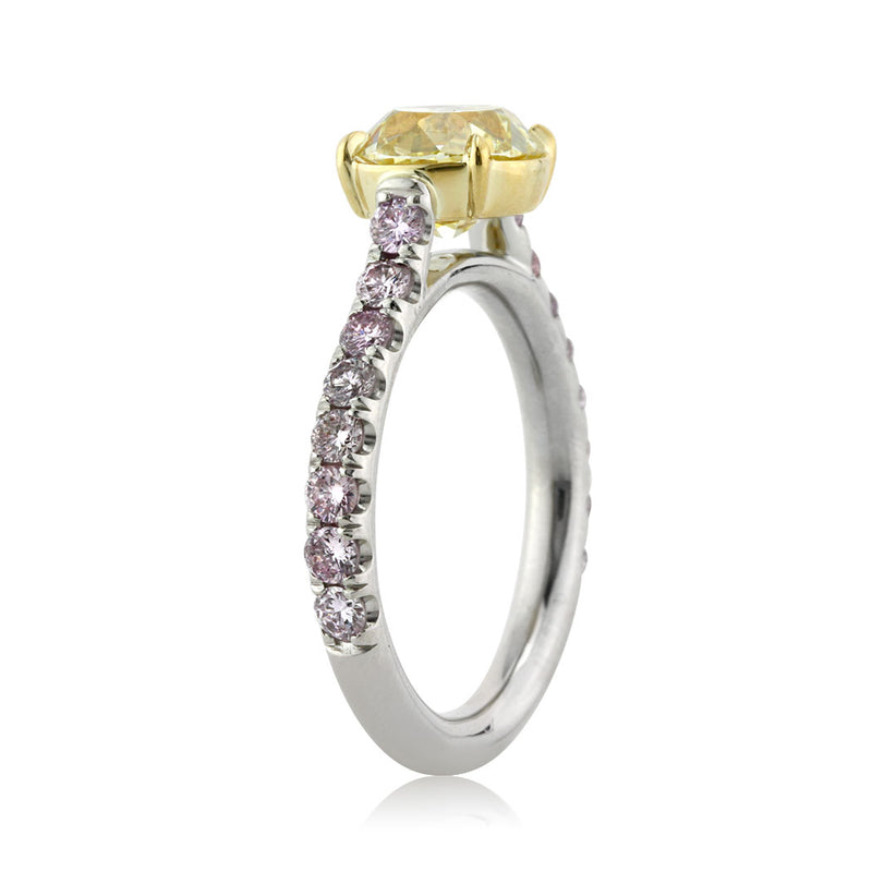 2.90ct Fancy Intense Yellow Old European Round Diamond Engagement Ring