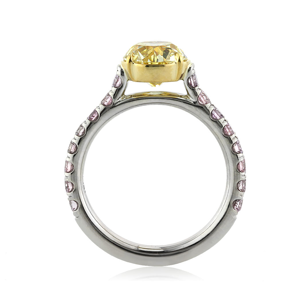 2.90ct Fancy Intense Yellow Old European Round Diamond Engagement Ring