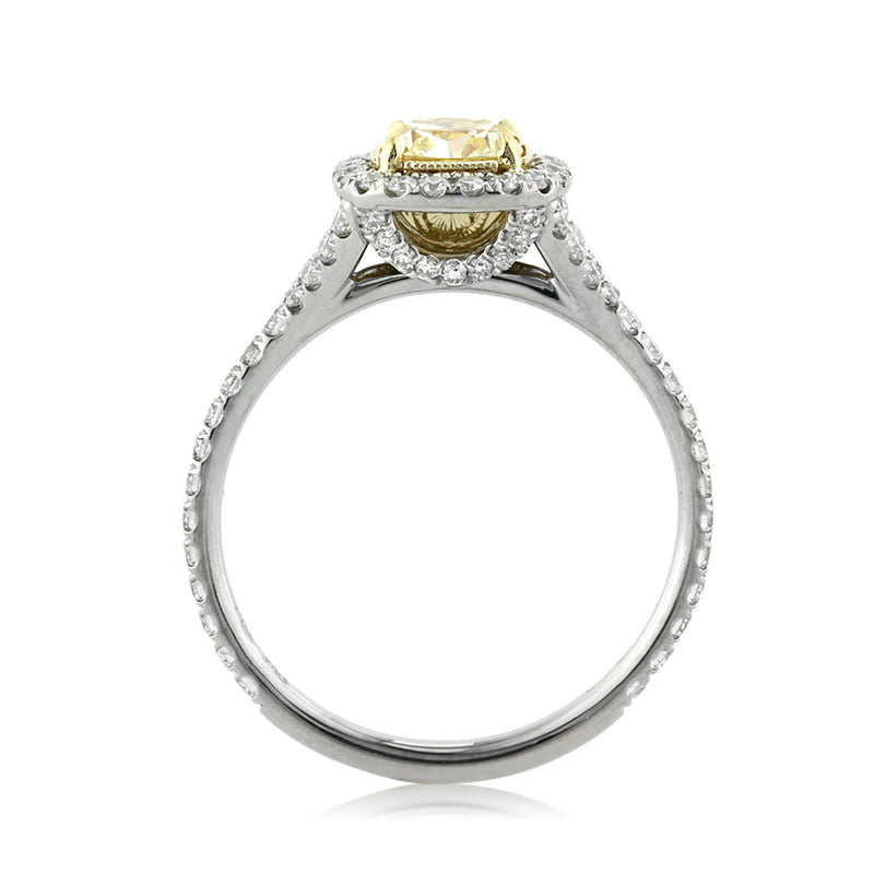 1.57ct Fancy Yellow Cushion Cut Diamond Engagement Ring