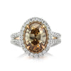 4.28ct Fancy Brown Yellow Oval Cut Diamond Engagement Ring